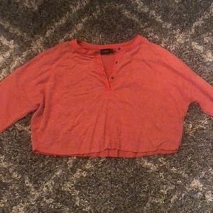 Cropped long sleeve Henley